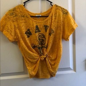 Navy graphic tie up tee